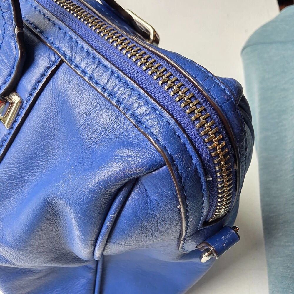 Coach Satchel Top Handle Shoulder Bag Leather Purple Blue Xtra Strap F25296 EUC - Picture 4 of 16